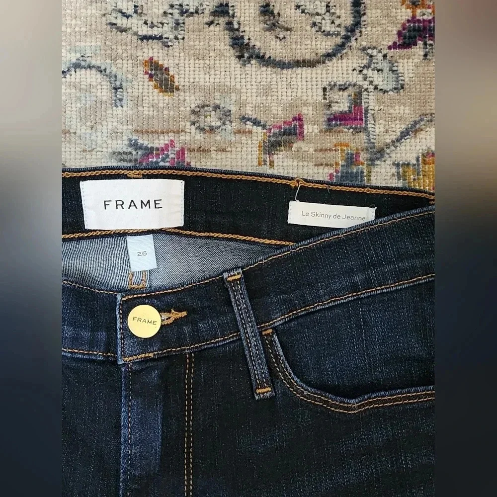 Frame La Skinny De Jeanne Denim Jeans Size 26 (Professionally Shorten) - Picture 3 of 4